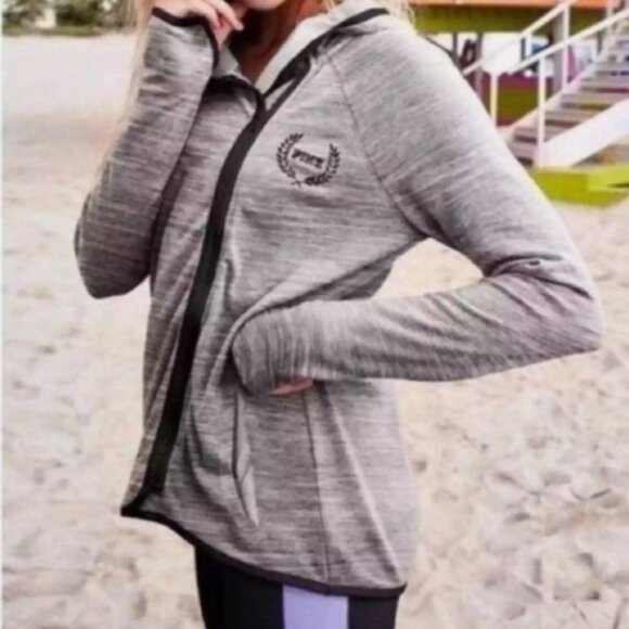 VICTORIA'S SECRET PINK ASYMMETRICAL ZIP HOODIE JACKET - Picture 2 of 9